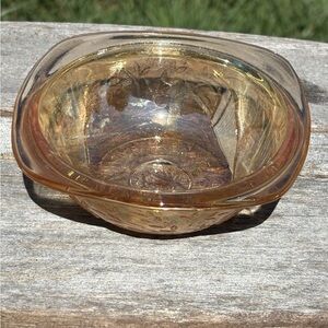 Amber Carnival Glass Bowl - Iridescent Serving Dish